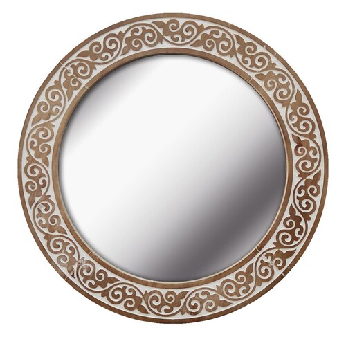 Vintage Home Espejo Round Carved Dark