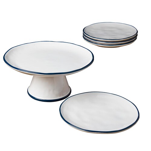 Set Base de Pastel + Platos de Cerámica 5 Piezas Tabletops