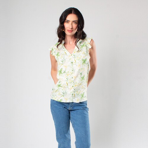 Blusa Escote V Zucca para Mujer