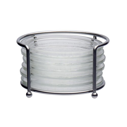 Set Portavasos Base Metal Vidrio 6 Piezas Tabletops