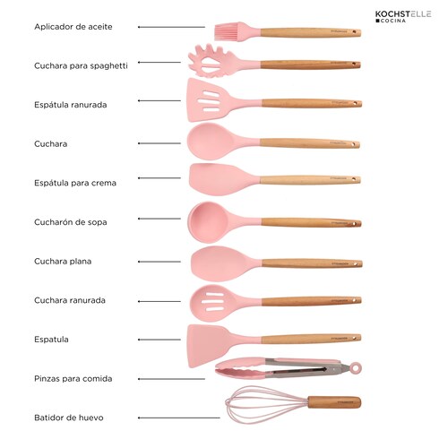 Juego de Utensilios de Cocina Color Rosa 13 Piezas Kochstelle