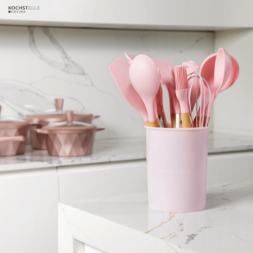 Juego de Utensilios de Cocina Color Rosa 13 Piezas Kochstelle