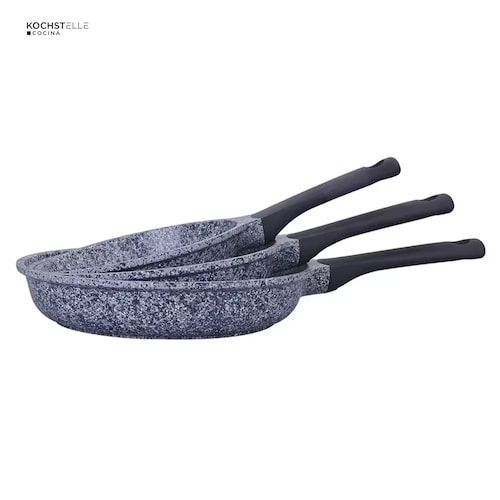 Set de 3 Sartenes Antiadherentes de Granito Gris Kochtelle