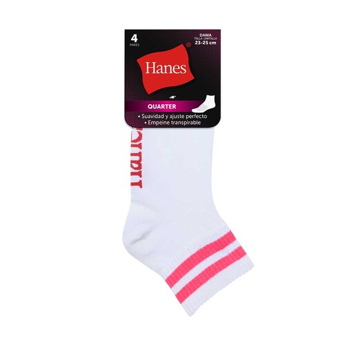 4 Pack Calcetín Hanes Quarter para Mujer