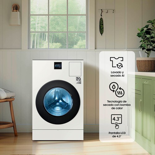 Centro de Lavado 2 en 1 Samsung Bespoke Ai Laundry Combo 4.3" Color Greige 26 / 15 Kg