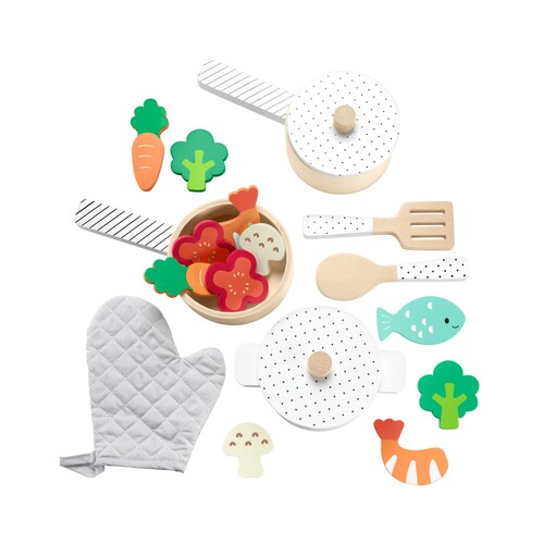 Fisher-Price Set De Cocina De Madera Con 19 Piezas – Juguete Montessori Sostenible Para Niños De 3+ Años