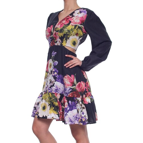 Vestido Para Mujer Bugatti - Con Estampado Floral, Cuello Redondo Y Botones Semiocultos, Estilo Blusón