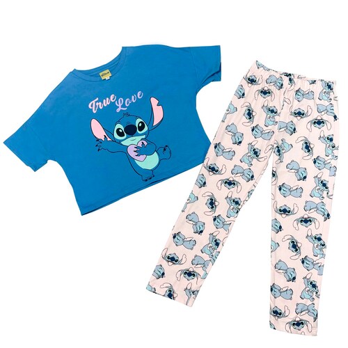 Pijama Playera Manga Corta y Pantalón Stitch Disney para Niña