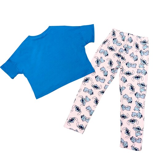 Pijama Playera Manga Corta y Pantalón Stitch Disney para Niña