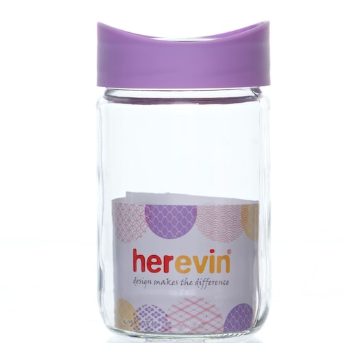 Canister Vidrio 660 Ml Tapa Colores Pastel Herevin