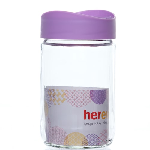 Canister Vidrio 660 Ml Tapa Colores Pastel Herevin