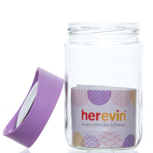 Canister Vidrio 660 Ml Tapa Colores Pastel Herevin
