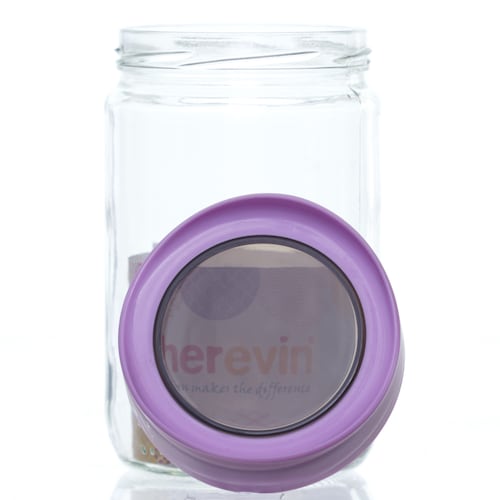 Canister Vidrio 660 Ml Tapa Colores Pastel Herevin