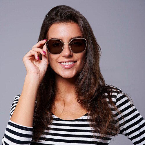Lentes de Sol Cuadrados Westies Dorados para Mujer