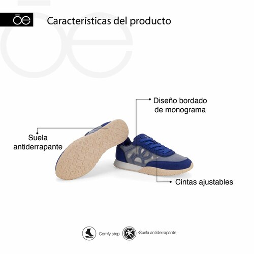 Tenis Casual con Mesh Cloe Azul 2Czv25008El