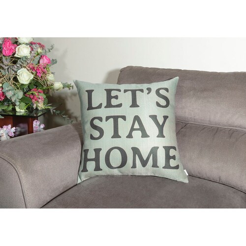 Home Nature Cojín "let´s Stay Home"  Color Musgo 100% Poliéster