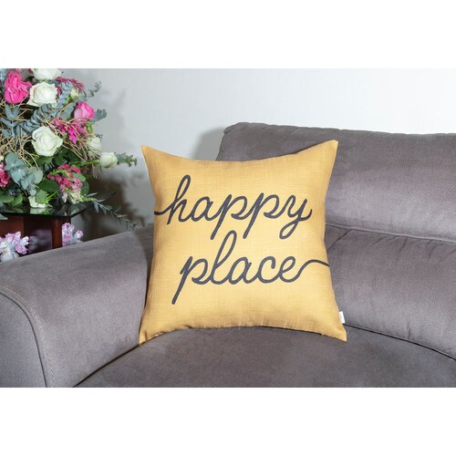 Home Nature Cojín "happy Place"  Color Mostaza 100% Poliéster