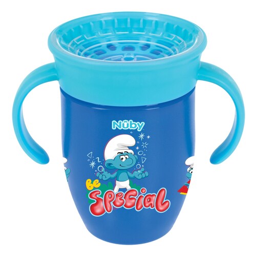 Vaso 360° con Asas 7Oz Pitufos - Azul Nuby