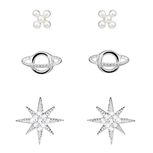 Set de Aretes de Plata .925 Cosmos Enso para Mujer