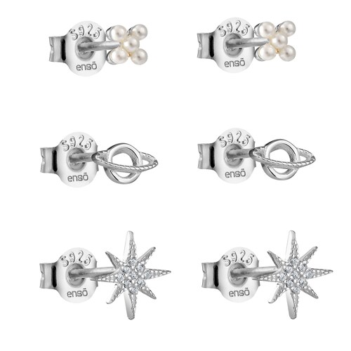 Set de Aretes de Plata .925 Cosmos Enso para Mujer