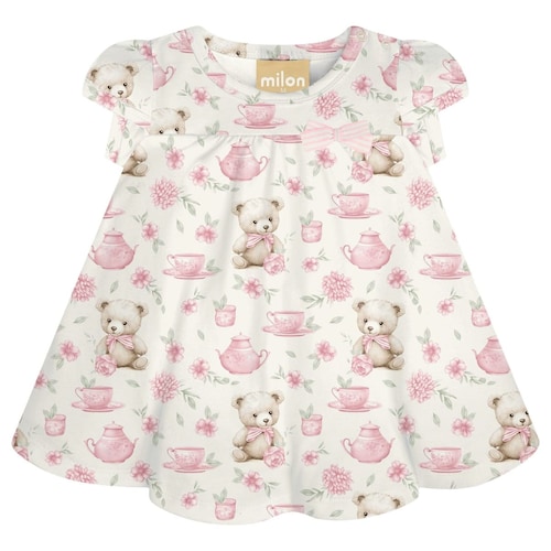 Vestido Manga Corta Milon Estampado Osito para Bebé Niña