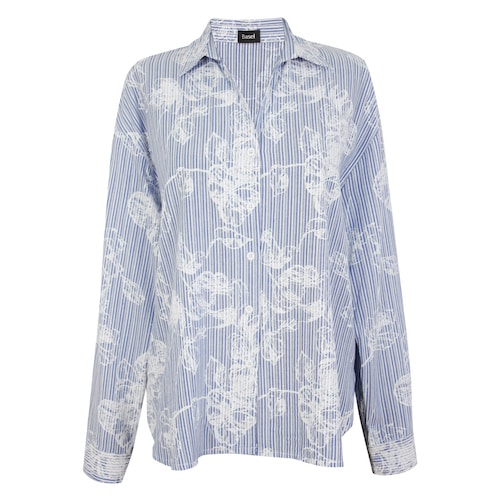 Blusa Camisera a Rayas con Flores Basel para Mujer