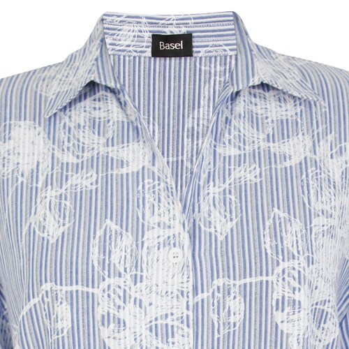 Blusa Camisera a Rayas con Flores Basel para Mujer