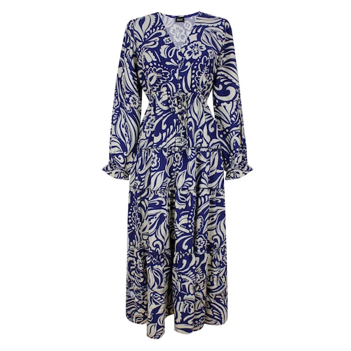 Vestido Largo Estampado Damasco Basel para Mujer