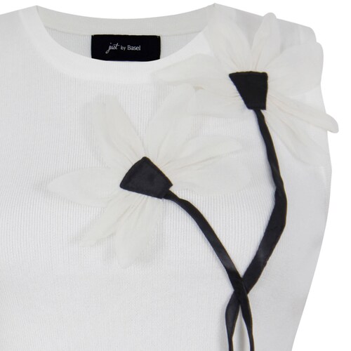 Blusa de Punto Aplicación Flor Just By Basel para Mujer Petite