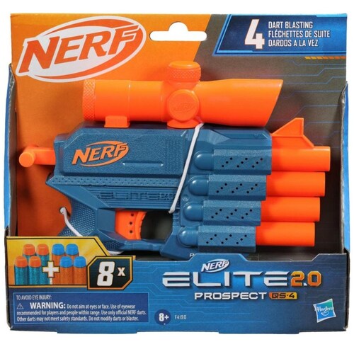 Nerf Elite 2.0 Lanzador de Dardos Prospect Qs-4 8 Dardos