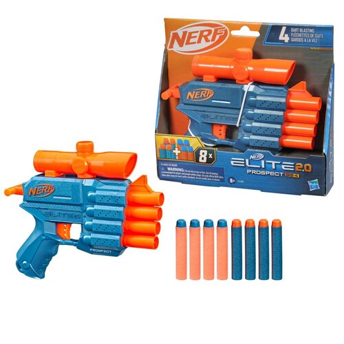 Nerf Elite 2.0 Lanzador de Dardos Prospect Qs-4 8 Dardos