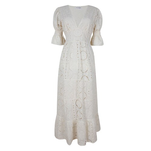 Vestido Largo Algodón Bordado City Femme para Mujer
