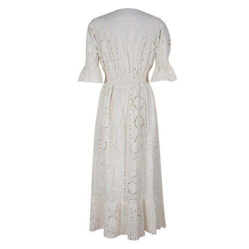 Vestido Largo Algodón Bordado City Femme para Mujer