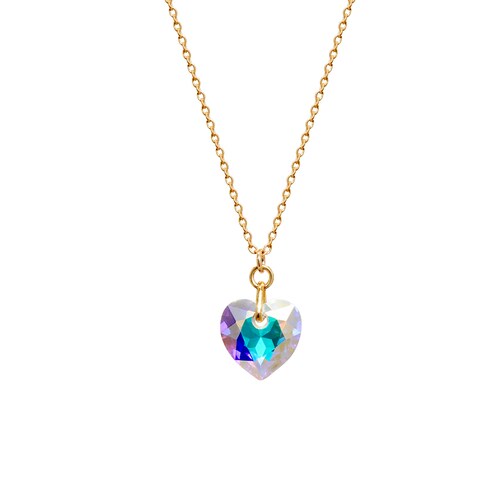 Dije con Cadena Corazón Efecto Aurora Boreal Cristal Austriaco Adrianne Picard Crystals