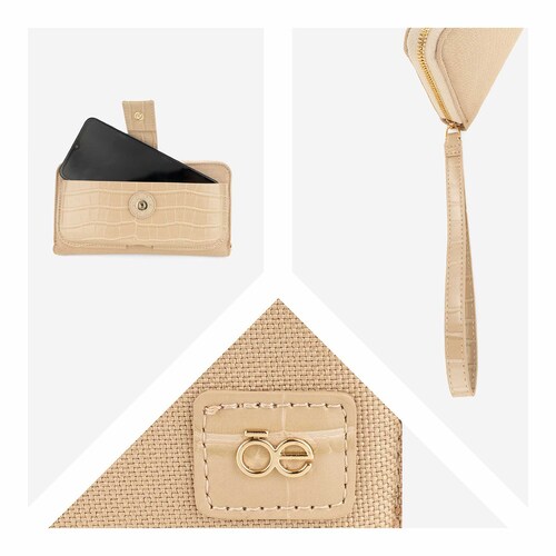 Billetera Porta Celular Cloe Beige para Mujer