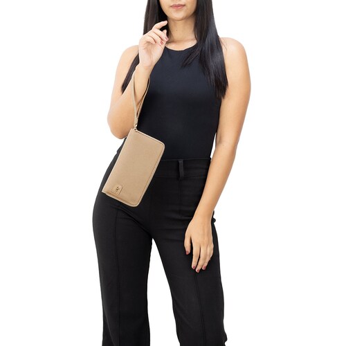 Billetera Porta Celular Cloe Beige para Mujer