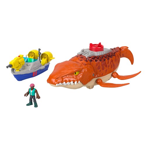 Imaginext Jurassic World Rebirth Mosasaurus Caza Y Muerde