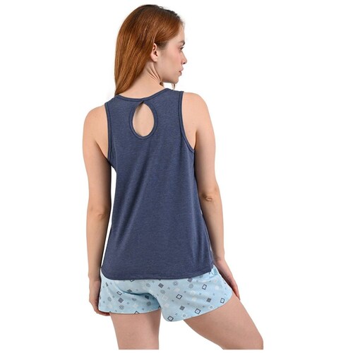 Conjunto Pijama Sho Shi Sin Mangas Y Short Oso para Mujer
