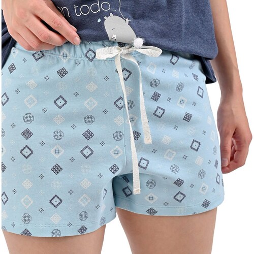 Conjunto Pijama Sho Shi Sin Mangas Y Short Oso para Mujer