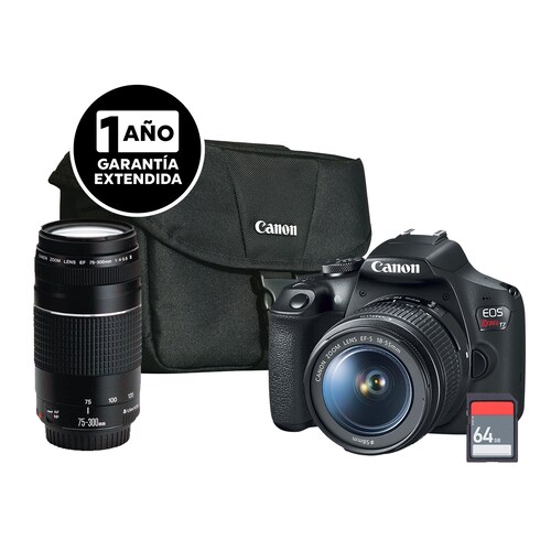 Cámara Canon Eos Rebel T7 Doble Lente Mochila Tarjeta Sd