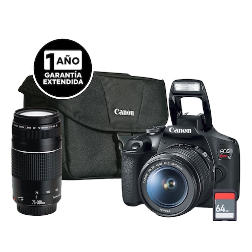 Cámara Canon Eos Rebel T7 Doble Lente Mochila Tarjeta Sd