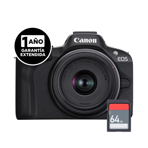 Cámara Canon Eos R50 Lente 18-45 Tarjeta Sd 64 Gb