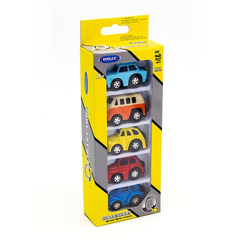 Die Cast Paquete de 5 Carritos Pullback Welly