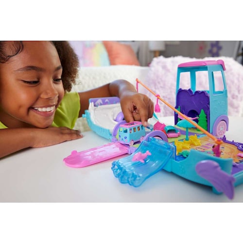 Polly Pocket Set de Juego Aventura sobre Ruedas con Mascotas