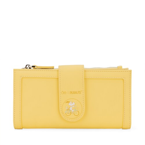 Billetera Cloe Woodstock Peanuts Flap Color Amarillo para Mujer