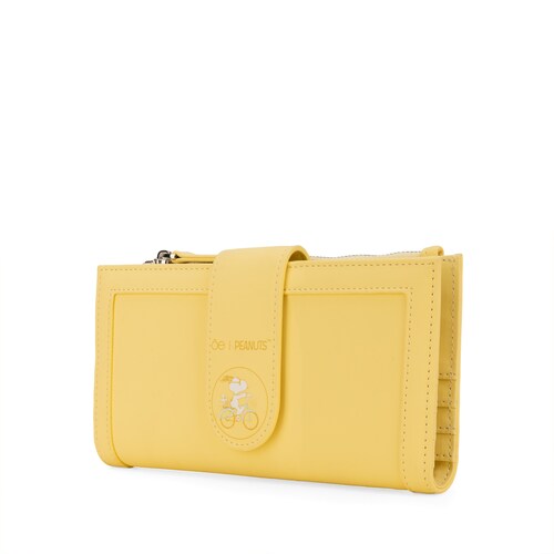 Billetera Cloe Woodstock Peanuts Flap Color Amarillo para Mujer