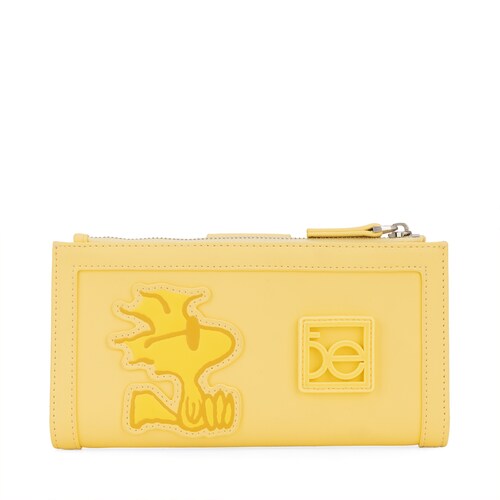 Billetera Cloe Woodstock Peanuts Flap Color Amarillo para Mujer