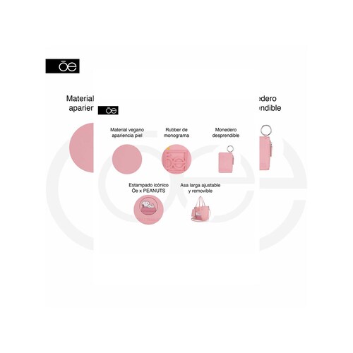 Bolso Tote Cloe Peanuts Rosa para Mujer