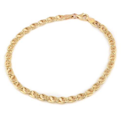 Pulsera Tejido Egipcio Oro Italiano de 14K Doble o