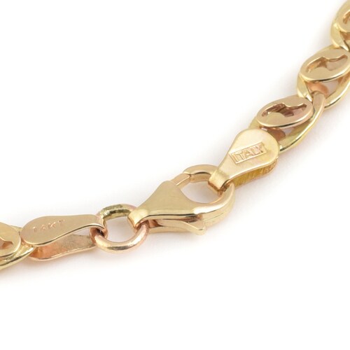 Pulsera Tejido Egipcio Oro Italiano de 14K Doble o